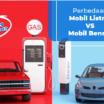 Ilustrasi perbedaan mobil listrik dan mobil bensin dalam hal efisiensi dan biaya penggunaan di tahun 2025