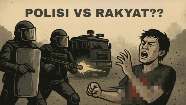 Polisi dan rakyat bentrok saat demonstrasi di Indonesia, mencerminkan konflik sosial dan politik yang belum terselesaikan.