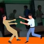 Ilustrasi krisis moral di sekolah yang menunjukkan perilaku siswa saling berkelahi, mencerminkan tantangan dunia pendidikan Indonesia saat ini.