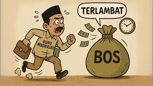 Ilustrasi keterlambatan dana BOS 2025 yang membuat sekolah dan guru kelimpungan menjalankan operasional.